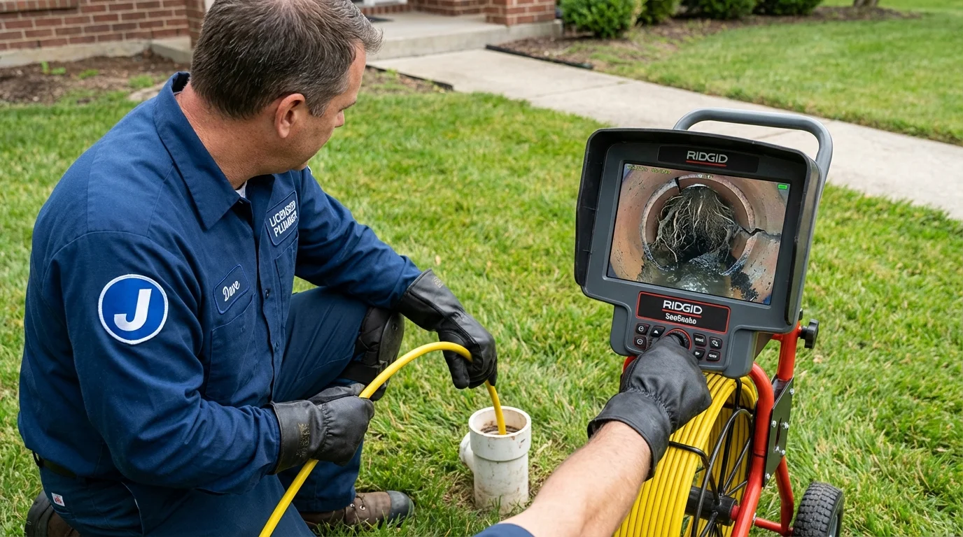 Sewer camera inspection being performed by Johns Plumbing LLC in Thomasboro